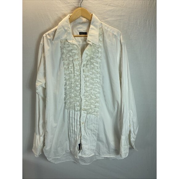 VTG Gitman Bro Ruffle placket Mens Shirt 17/ 33 Tuxedo Prom Wedding Retro White - Picture 1 of 9
